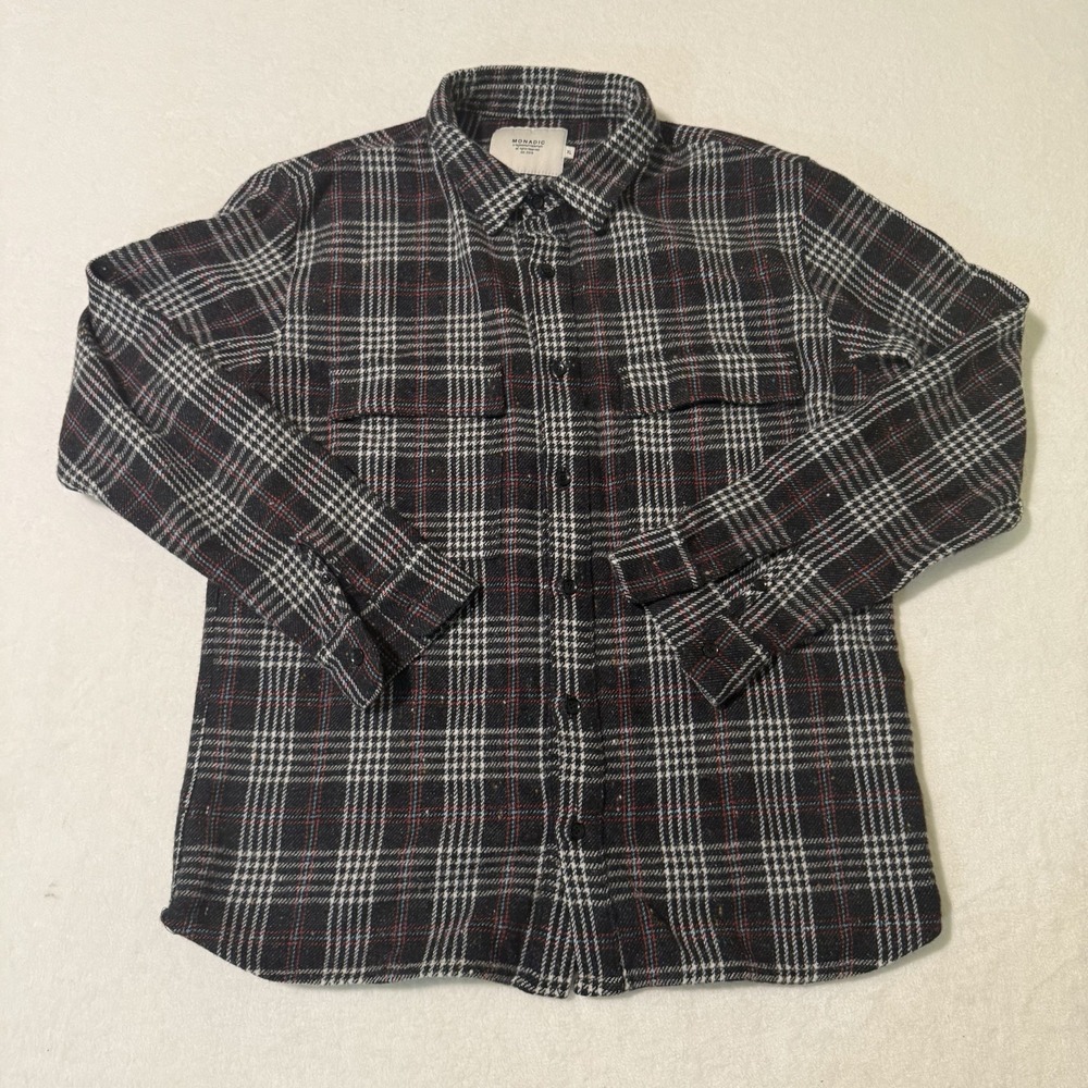 Monadic Plaid Flannel Shirt‎ Men's XL Blanket Shirt Long Sleeve